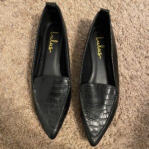 Black Croc Loafers